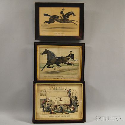 Three Framed Currier & Ives Equestrian Engravings