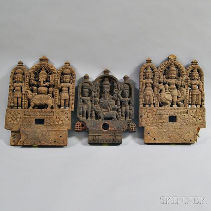 Three Carved Wood Plaques