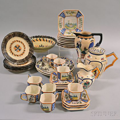 Thirty-five Pieces of Quimper Pottery