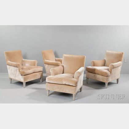 Four Jansen-style Club Chairs 