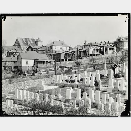 Walker Evans (American, 1903-1975) Houses and Cemetery, Birmingham, Alabama