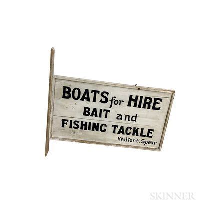 Painted Pine "Bait and Fishing Tackle" Sign