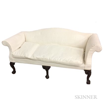 Chippendale-style Carved and Upholstered Mahogany Sofa