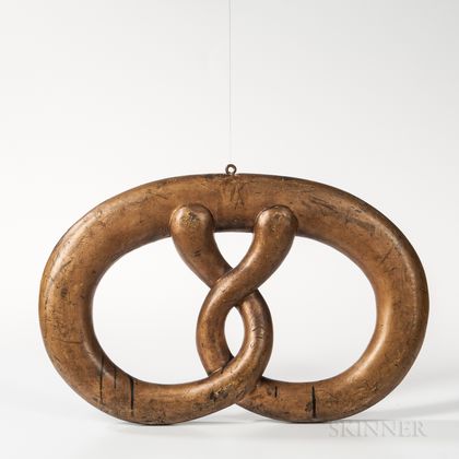 Carved and Gold-painted Pretzel Trade Sign