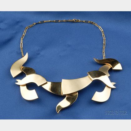 Artist-designed 18kt Gold Necklace, Hans Richter, Gem Montebello