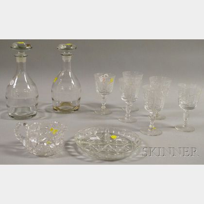 Ten Colorless Glass Table Items