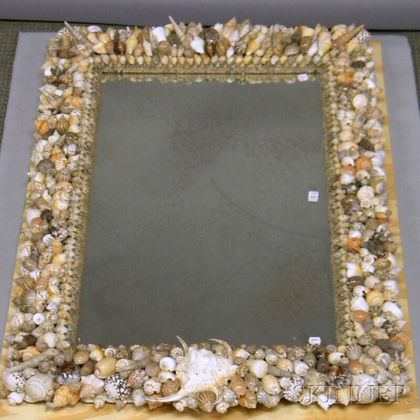 Seashell-encrusted Framed Mirror