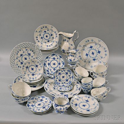 Thirty-eight Pieces of Royal Copenhagen Blue and White Porcelain