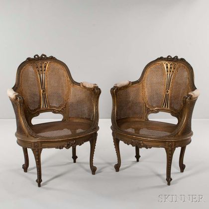 Pair of Louis XVI-style Caned Armchairs