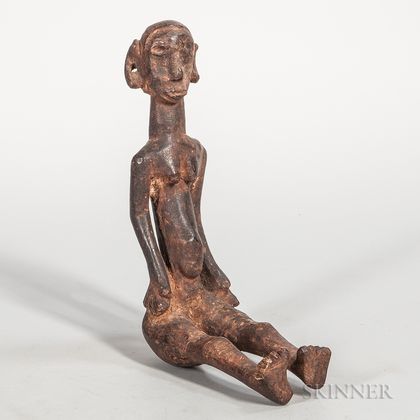 Carved Wood Seated Female Figure