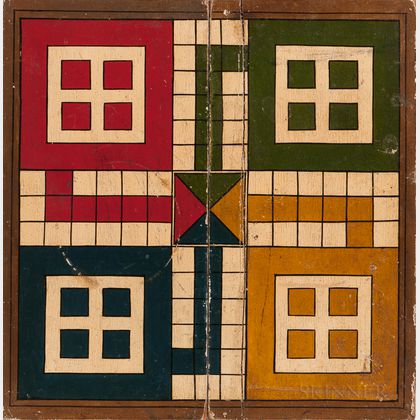 Small Painted Folding Parcheesi Game Board