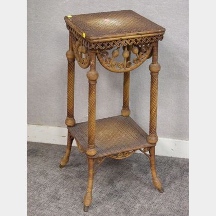 Heywood Bros. Victorian Fancy Natural Woven Wicker Stand