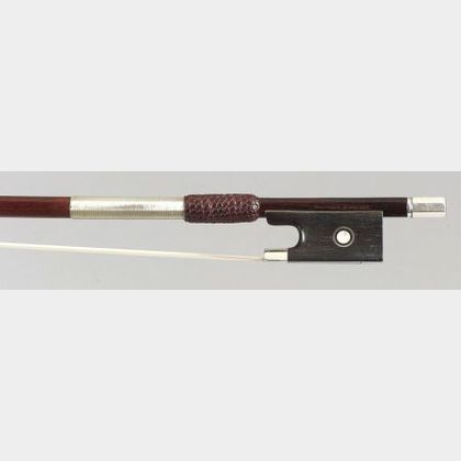 French Silver Mounted Violin Bow, Georges Lamy