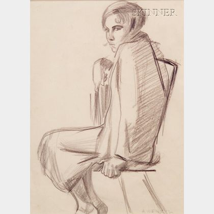 Agnes Weinrich (American, 1873-1946) Lot of Two Portraits: Seated Woman