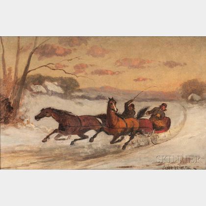 Scott (Nicholas Winfield) Leighton (American, 1849-1898) Horses with Sleigh