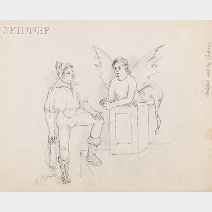 Christian Bérard, called Bébé (French, 1902-1949) Oedipus und die Sphinx , A Sketch for a Mural in the Apartment of Jean Cocteau