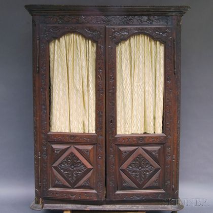 French Louis XV-style Carved Walnut Armoire