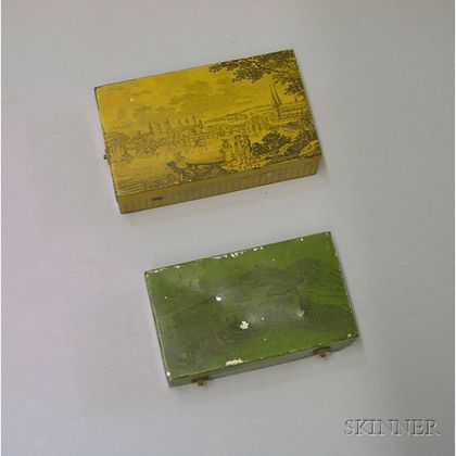 Two Musical Tin Snuff Boxes