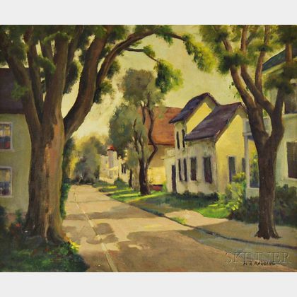 M.B. Radding (American, 20th Century) Summer Village Street Scene