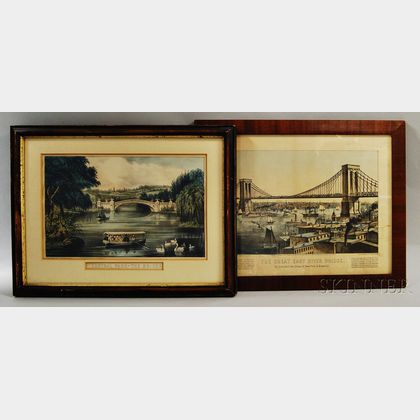 Two Framed Currier & Ives Hand-colored Engravings