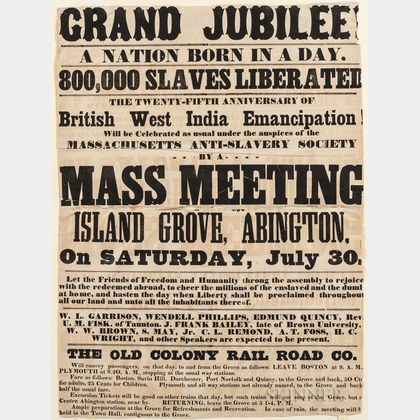 Grand Jubilee! A Nation Born in a Day. 800,000 Slaves Liberated, the Twenty-fifth Anniversary of British West India Emancipation.