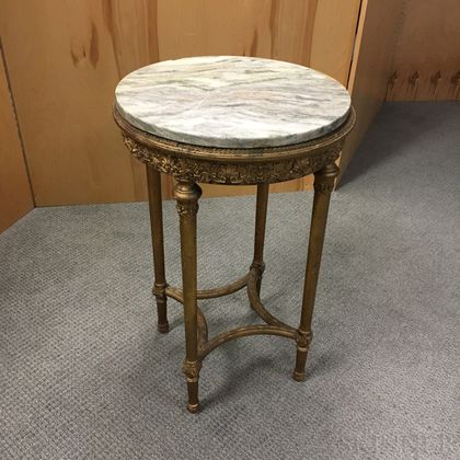 Louis XVI-style Gold-painted Marble-top Gueridon