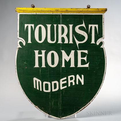 Shield-shaped Double-sided "Tourist Home Modern" Sign
