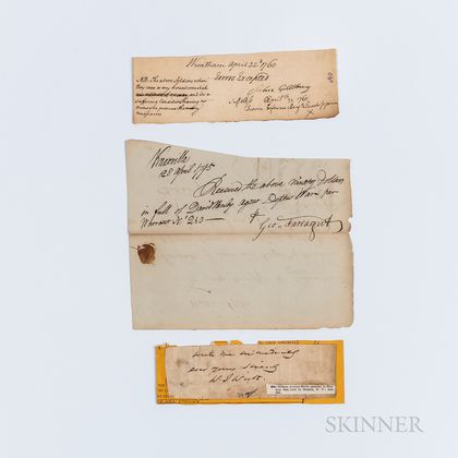Lincoln, Benjamin (1733-1810) and Farragut, George (1755-1817) Documents Signed, and Worth, William Jenkins (1794-1849) Note Signed.