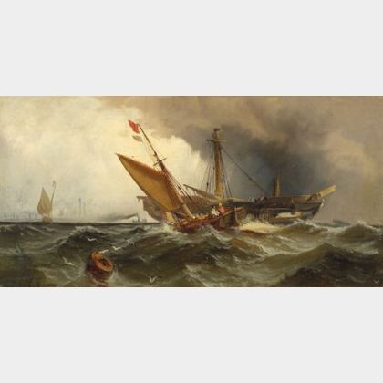 Edward Moran (American, 1829-1901) Recovering the Wreck