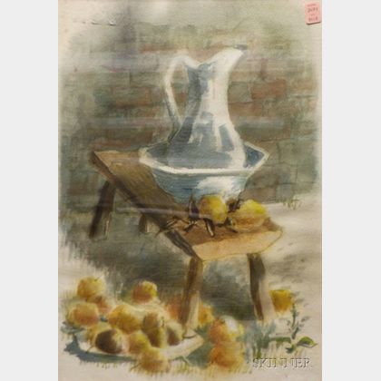 Framed Watercolor Still Life with Pitcher by Woldemar Neufeld (American/Canadian, 1909-2002),signed Woldemar Neufeld l.r. 