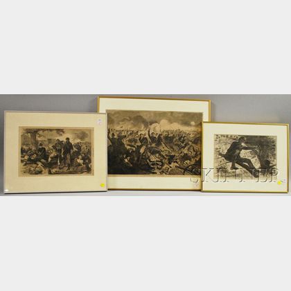 Three Framed Harper's Weekly Wood Engravings After Winslow Homer