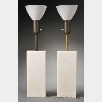 Pair of Nessen Marble Table Lamps
