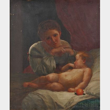 Continental School, 19th Century Young Mother with Sleeping Child