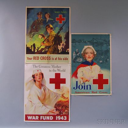 Three U.S. WWII Lithograph Red Cross Posters