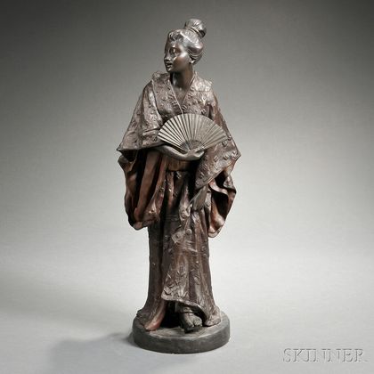 Gaston Leroux (French, 1854-1942) Bronze Figure of a Geisha