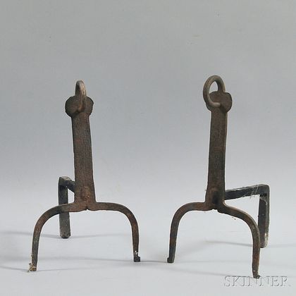 Pair of Wrought Iron Andirons