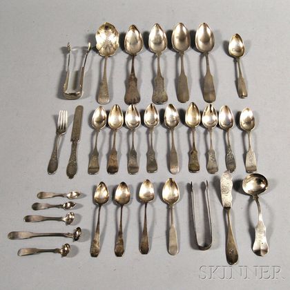Thirty Pieces of Coin Silver Flatware