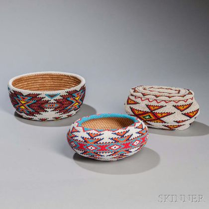 Three Paiute Beaded Baskets