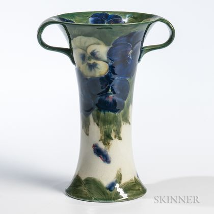 Moorcroft Pottery Pansy Design Two-handled Vase