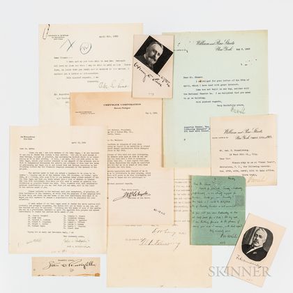 Ten Letters and Autographs from Early 20th Century Industrialists, Bankers, and Businessmen.