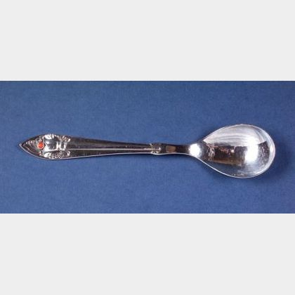 Georg Jensen Sterling and Coral-set Jelly Spoon