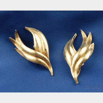 18kt Gold Earclips, attributed to Sven Boltenstern