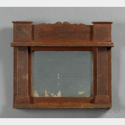 Carved Red-painted Pine Mirror