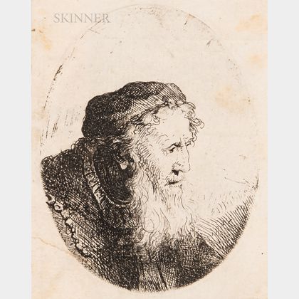 Ferdinand Bol (Dutch, 1616-1680) Bearded Old Man, Profile to Right