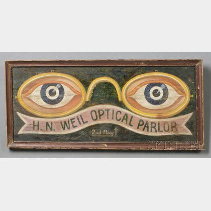 Painted Wooden Optician's Trade Sign