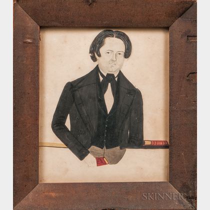 Jane A. Davis (Connecticut/Rhode Island, 1821-1855) Portrait of a Man Holding a Red Book