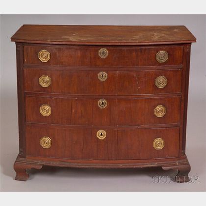Chippendale Cherry Carved and Cherry Veneer Bowfront Bureau