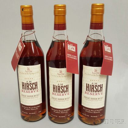 AH Hirsch Reserve Bourbon 16 Years Old, 3 750ml bottles 