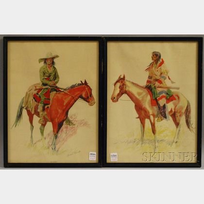 Two Framed Chromolithograph Native American Portraits