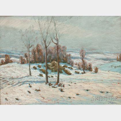 Konstantin Fedorovich Yuon (Russian, 1875-1958) Three Trees in a Winter Landscape